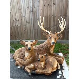 Vintage Deer Family Statue Made in Mexico home interior figure resin